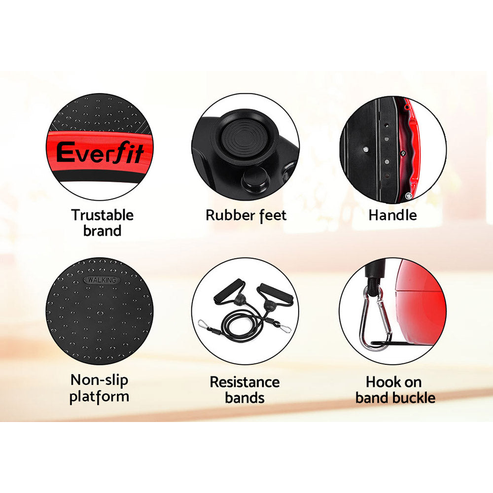 Vibration Exercise Machines: Everfit Vibration Machine Platform Vibrator Resistance Rope Home Fitness Red