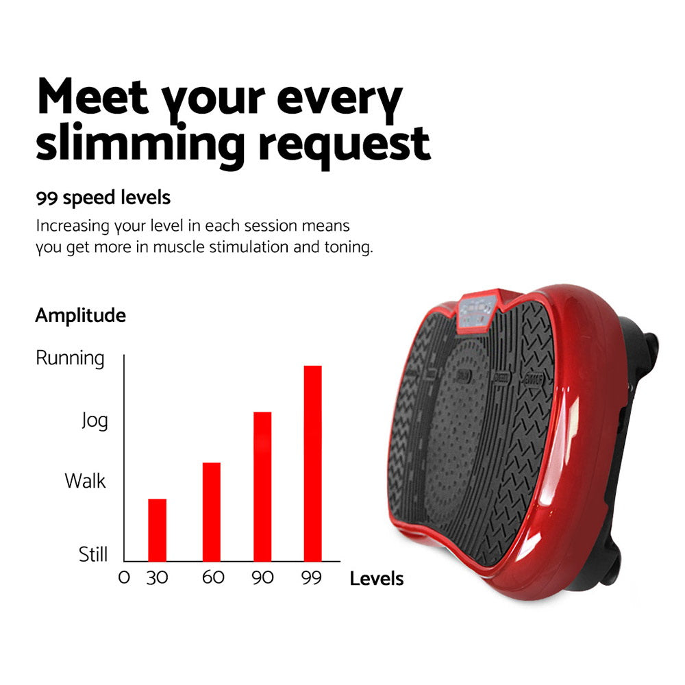 Vibration Exercise Machines: Everfit Vibration Machine Platform Resistance Rope Home Fitness Dark Red