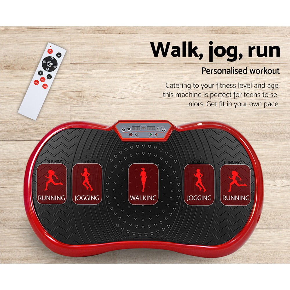 Vibration Exercise Machines: Everfit Vibration Machine Platform Resistance Rope Home Fitness Dark Red
