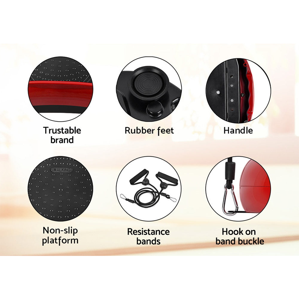 Vibration Exercise Machines: Everfit Vibration Machine Platform Resistance Rope Home Fitness Dark Red