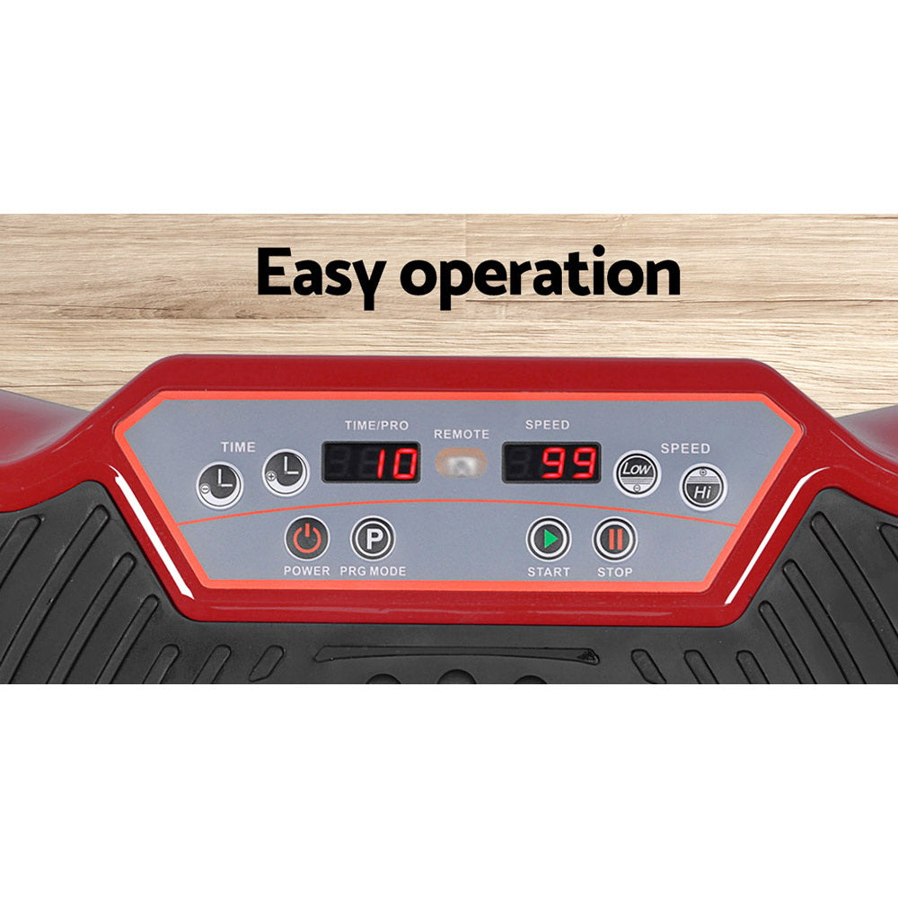 Vibration Exercise Machines: Everfit Vibration Machine Platform Resistance Rope Home Fitness Dark Red