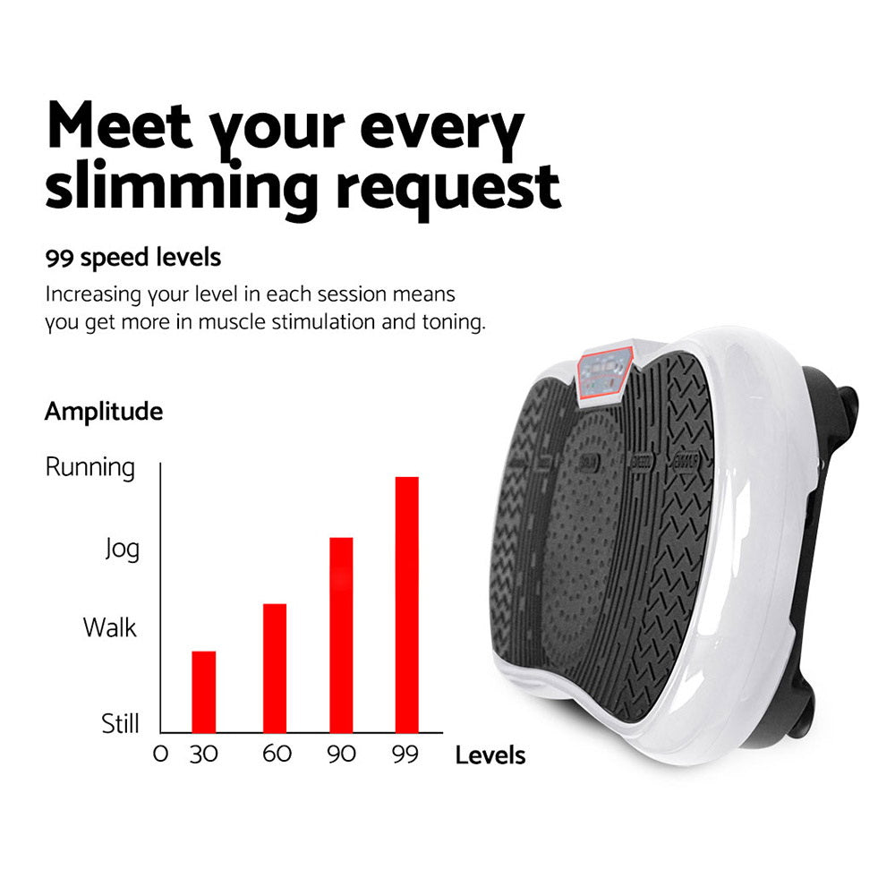 Vibration Exercise Machines: Everfit Vibration Machine Platform Vibrator Resistance Rope Home Fitness White
