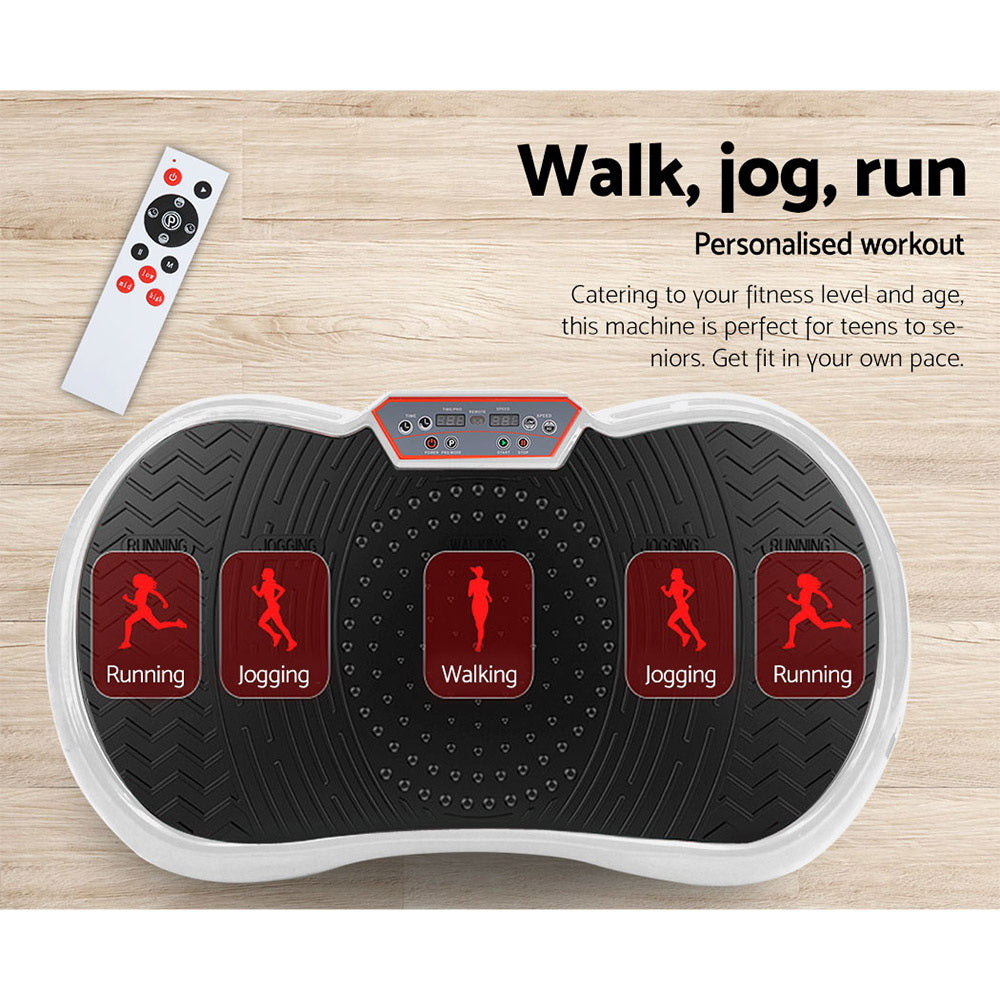 Vibration Exercise Machines: Everfit Vibration Machine Platform Vibrator Resistance Rope Home Fitness White