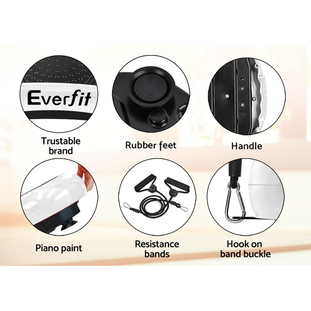 Vibration Exercise Machines: Everfit Vibration Machine Platform Vibrator Resistance Rope Home Fitness White