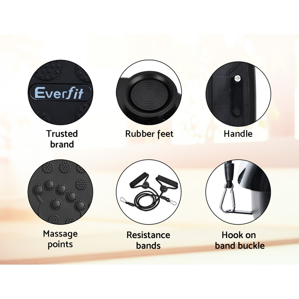 Vibration Exercise Machines: Everfit Vibration Machine Platform Vibrator With Resistance Rope Home Gym Black