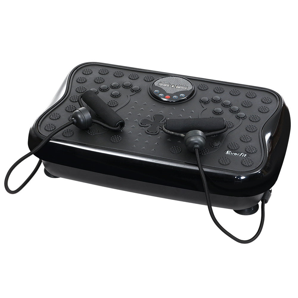 Vibration Exercise Machines: Everfit Vibration Machine Platform Vibrator With Resistance Rope Home Gym Black