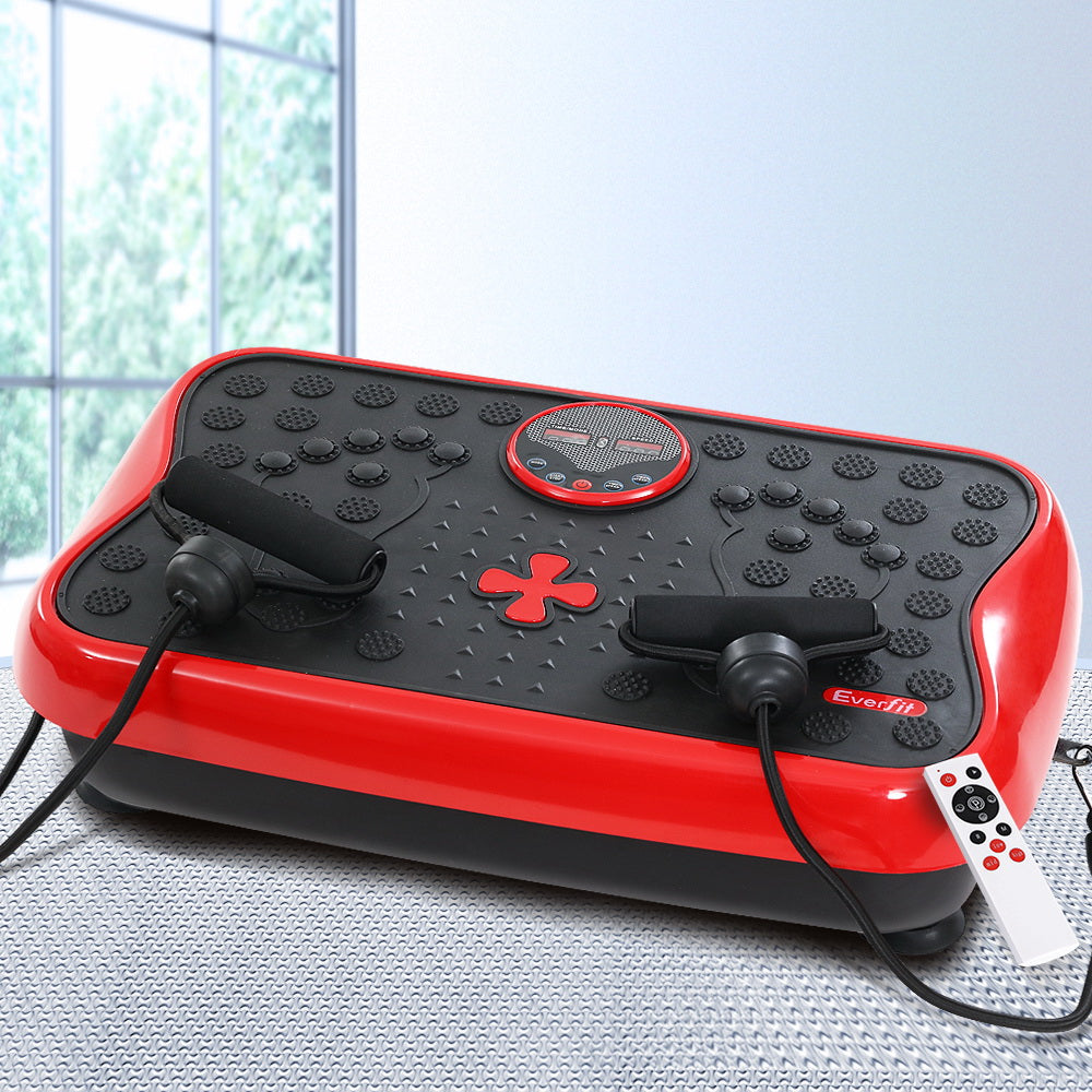 Vibration Exercise Machines: Everfit Vibration Machine Platform Vibrator with Resistance Rope Home Gym Red