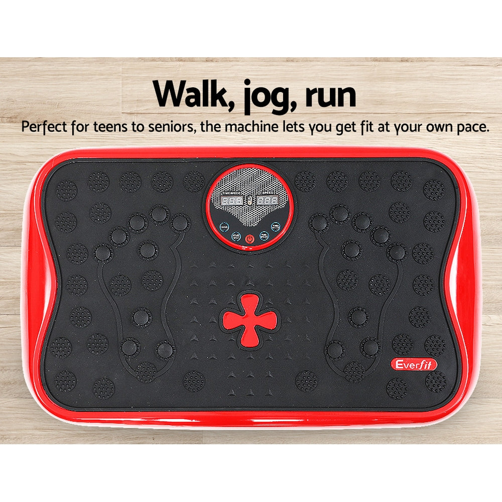 Vibration Exercise Machines: Everfit Vibration Machine Platform Vibrator with Resistance Rope Home Gym Red