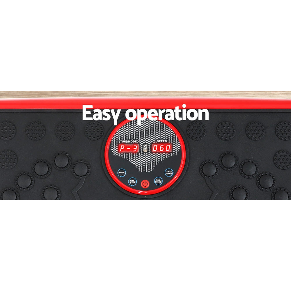Vibration Exercise Machines: Everfit Vibration Machine Platform Vibrator with Resistance Rope Home Gym Red