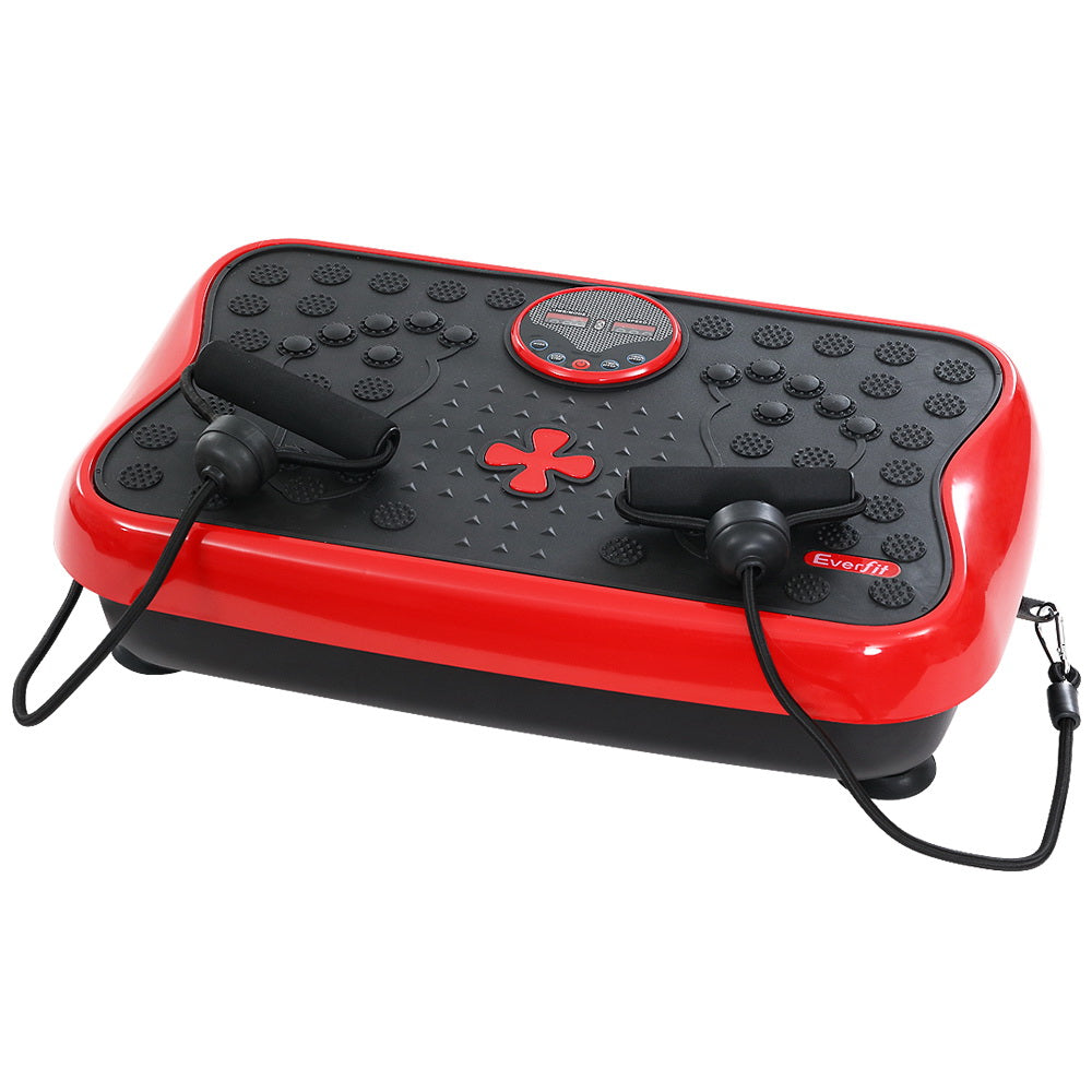Vibration Exercise Machines: Everfit Vibration Machine Platform Vibrator with Resistance Rope Home Gym Red