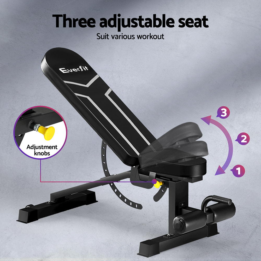 Exercise Benches: Everfit Weight Bench Adjustable FID Bench Press Home Gym 450kg Capacity