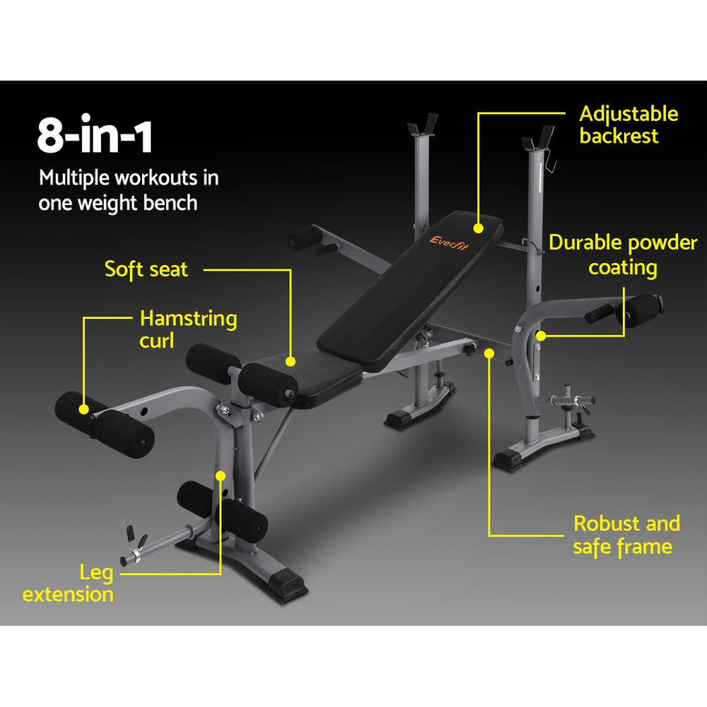 Exercise Benches: Everfit Weight Bench 8 in 1 Bench Press Adjustable Home Gym Station 200kg