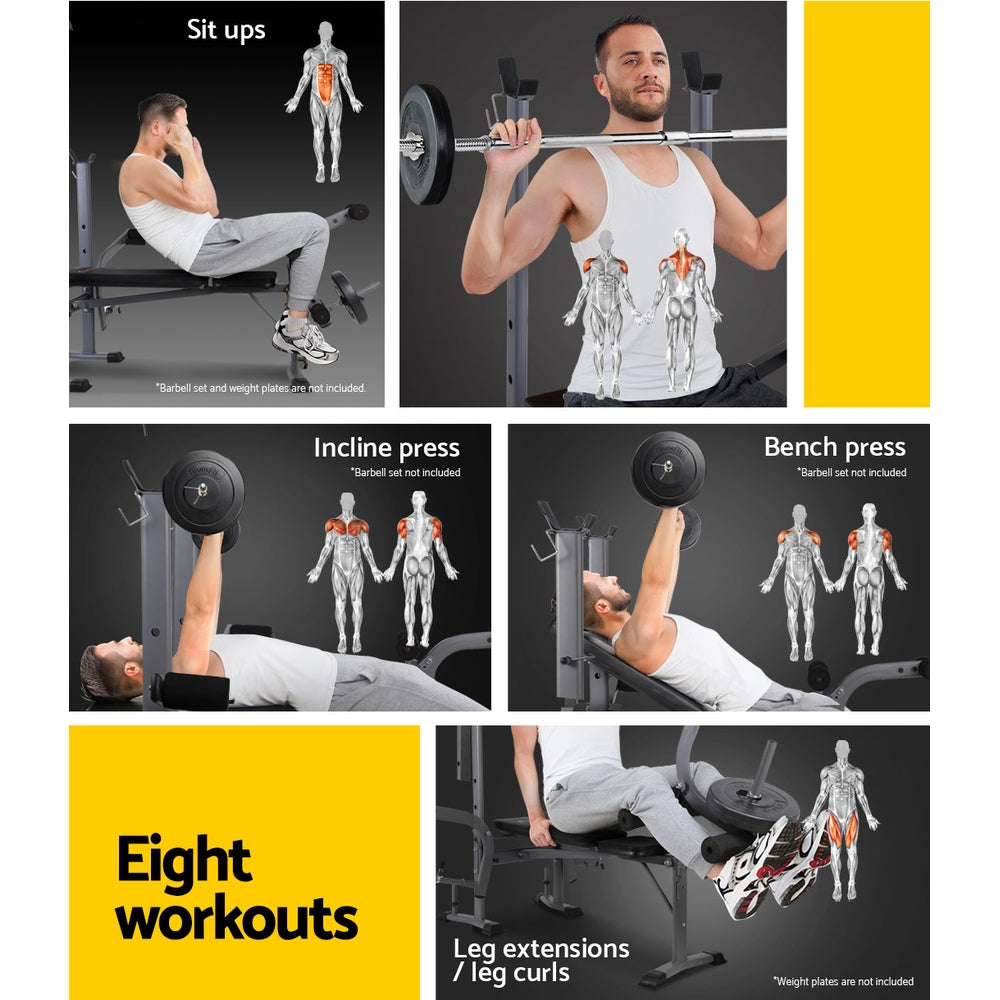 Exercise Benches: Everfit Weight Bench 8 in 1 Bench Press Adjustable Home Gym Station 200kg