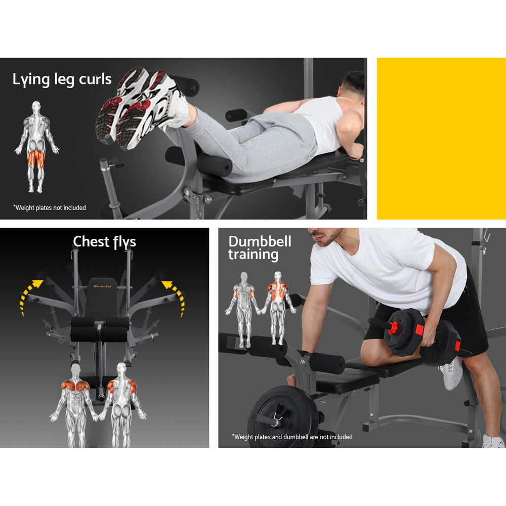 Exercise Benches: Everfit Weight Bench 8 in 1 Bench Press Adjustable Home Gym Station 200kg
