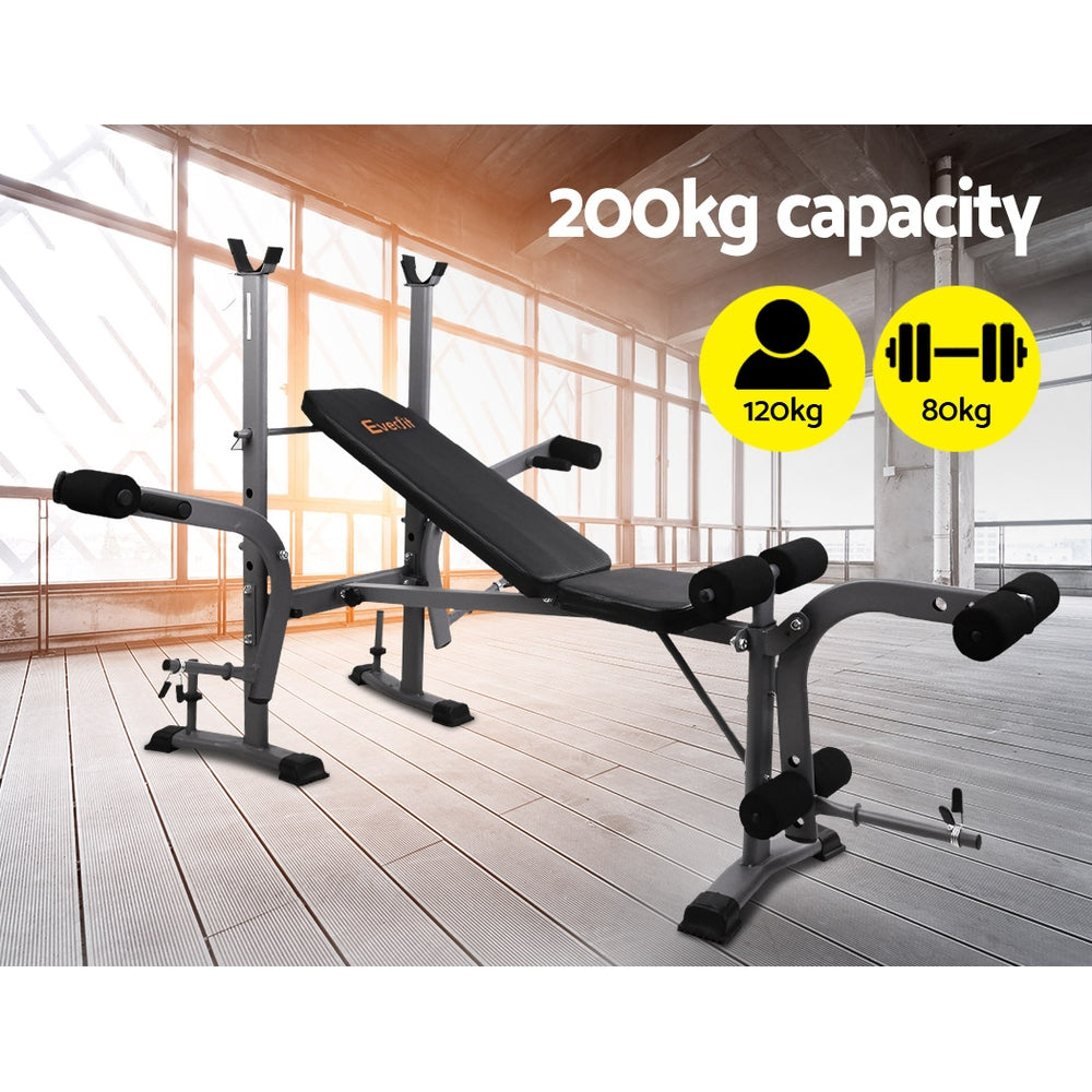 Exercise Benches: Everfit Weight Bench 8 in 1 Bench Press Adjustable Home Gym Station 200kg