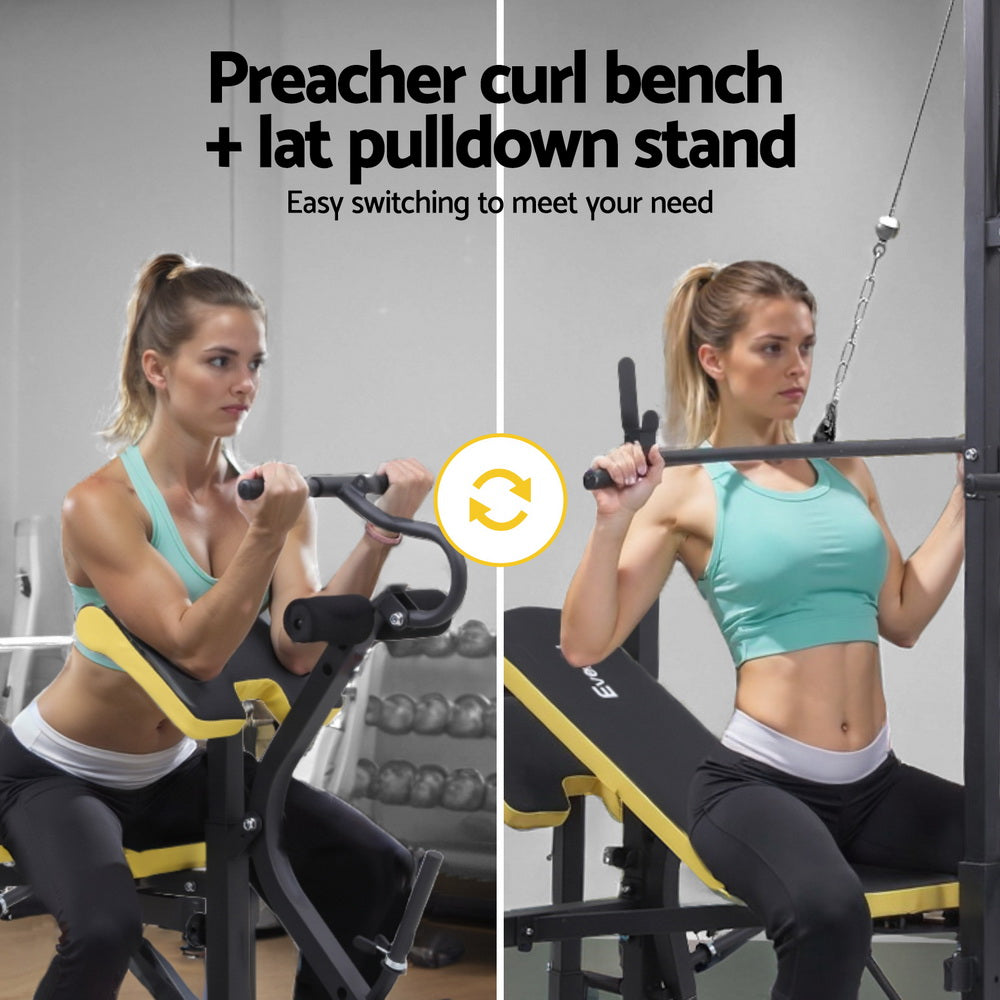 Gym Equipment & Accessories: Everfit  Weight Bench 14in1 Press Multi-Station Fitness Home Gym Equipment