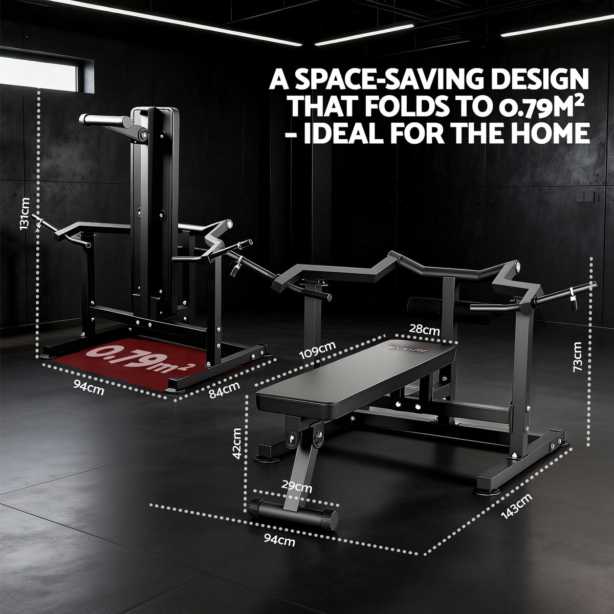 Everfit Chest Press Machine Home Gym Equipment Folding Workout, Black