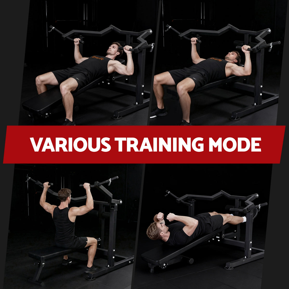 Everfit Chest Press Machine Home Gym Equipment Folding Workout, Black