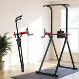 Weightlifting Machines & Racks: Everfit Chin Up Tower Pull Up Station Adjustable Dip Station Folding Home Gym Black
