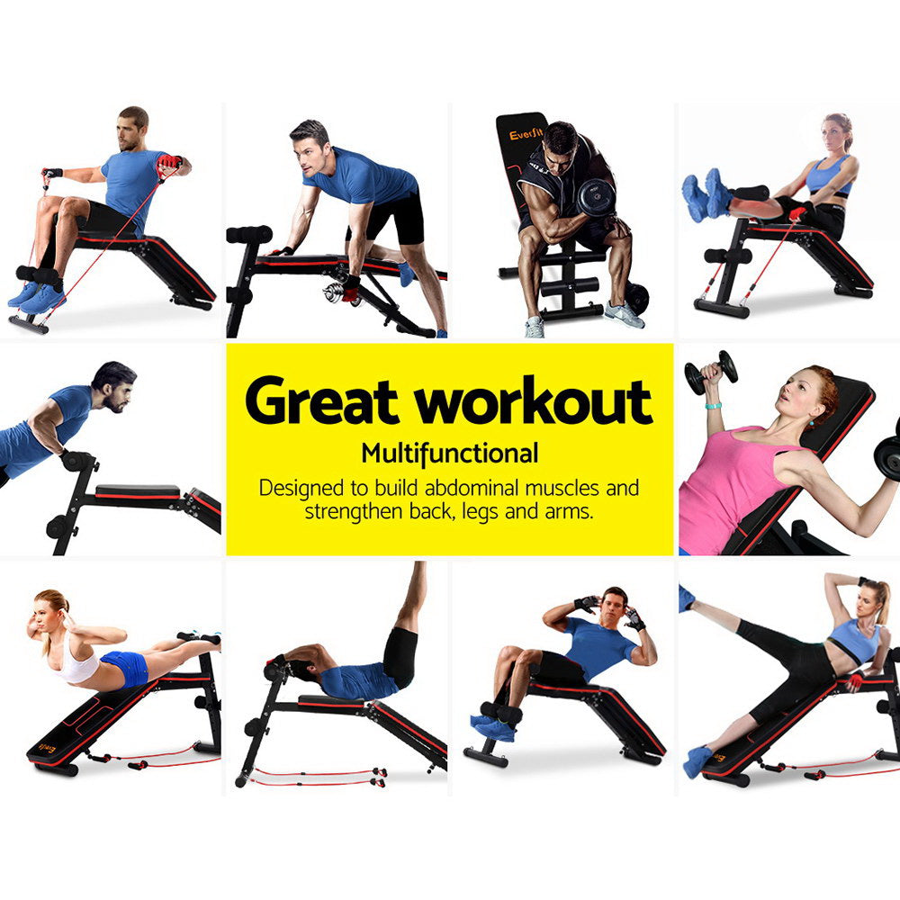 Exercise Benches: Everfit Weight Bench Adjustable FID Bench Press Home Gym 150kg Capacity