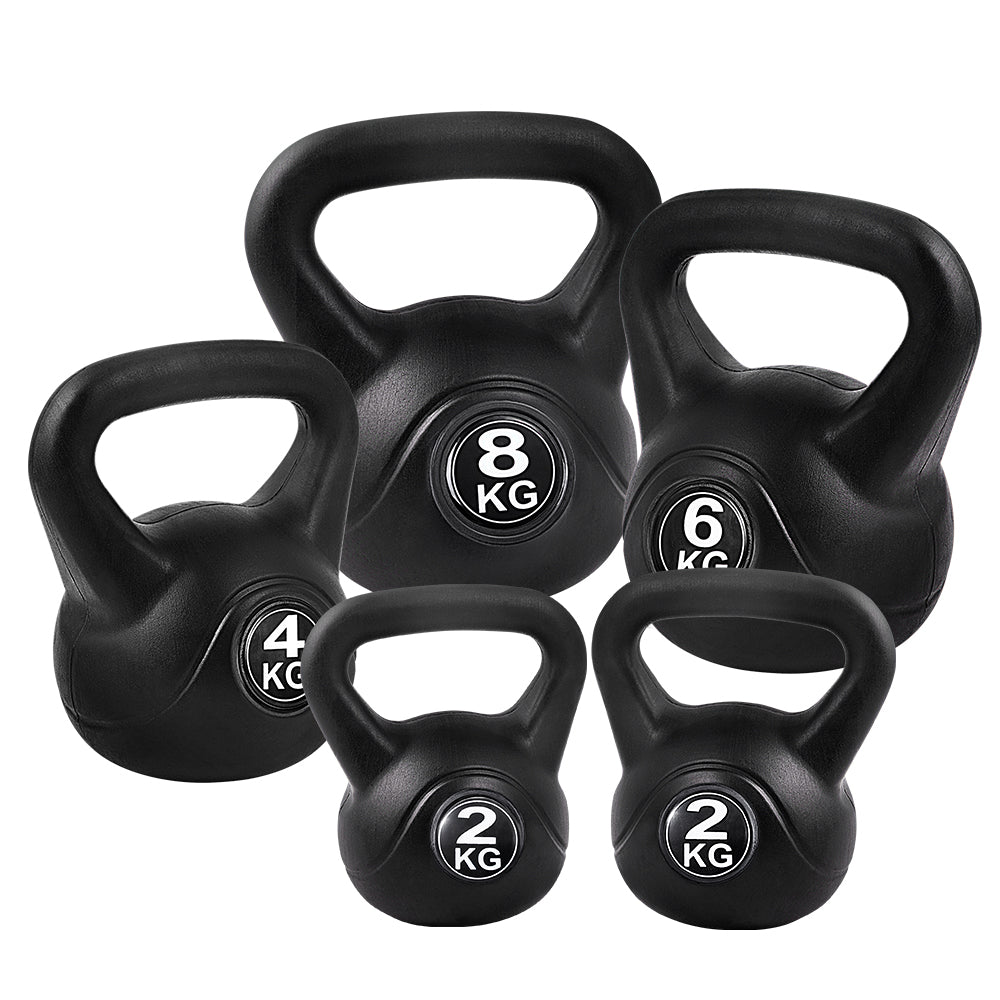 Free Weights: Everfit 22kg Kettlebell Set Weight Lifting Kettlebells Bench Dumbbells Gym Home