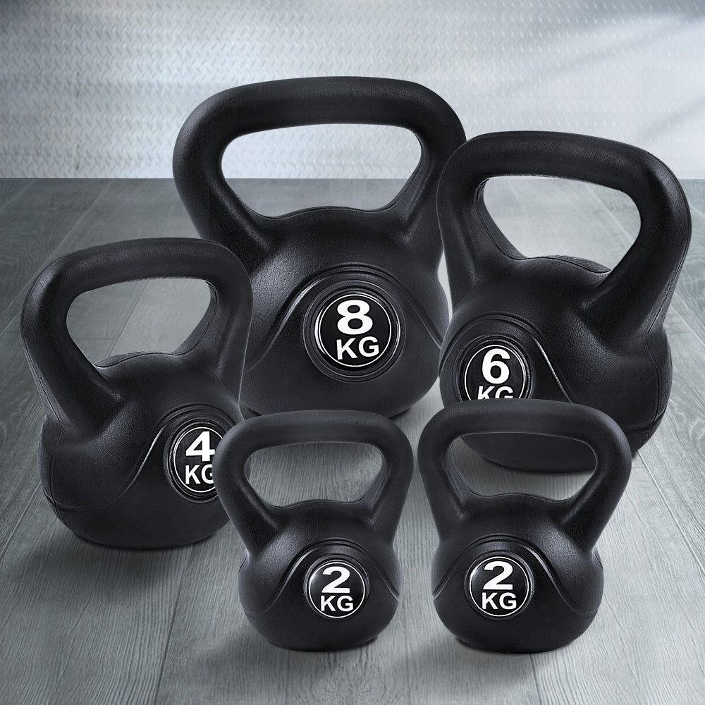 Free Weights: Everfit 22kg Kettlebell Set Weight Lifting Kettlebells Bench Dumbbells Gym Home