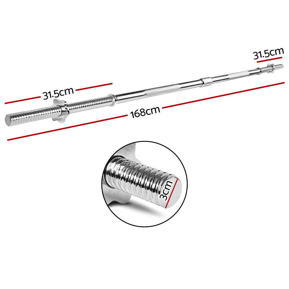 Free Weights: Everfit 168CM 5.5FT Barbell Bar Fitness Weight Plates Dumbbells Row