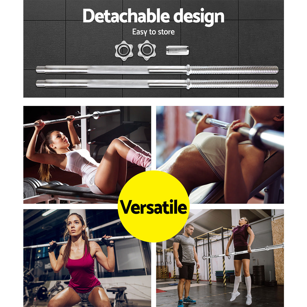 Free Weights: Everfit 168CM 5.5FT Barbell Bar Fitness Weight Plates Dumbbells Row