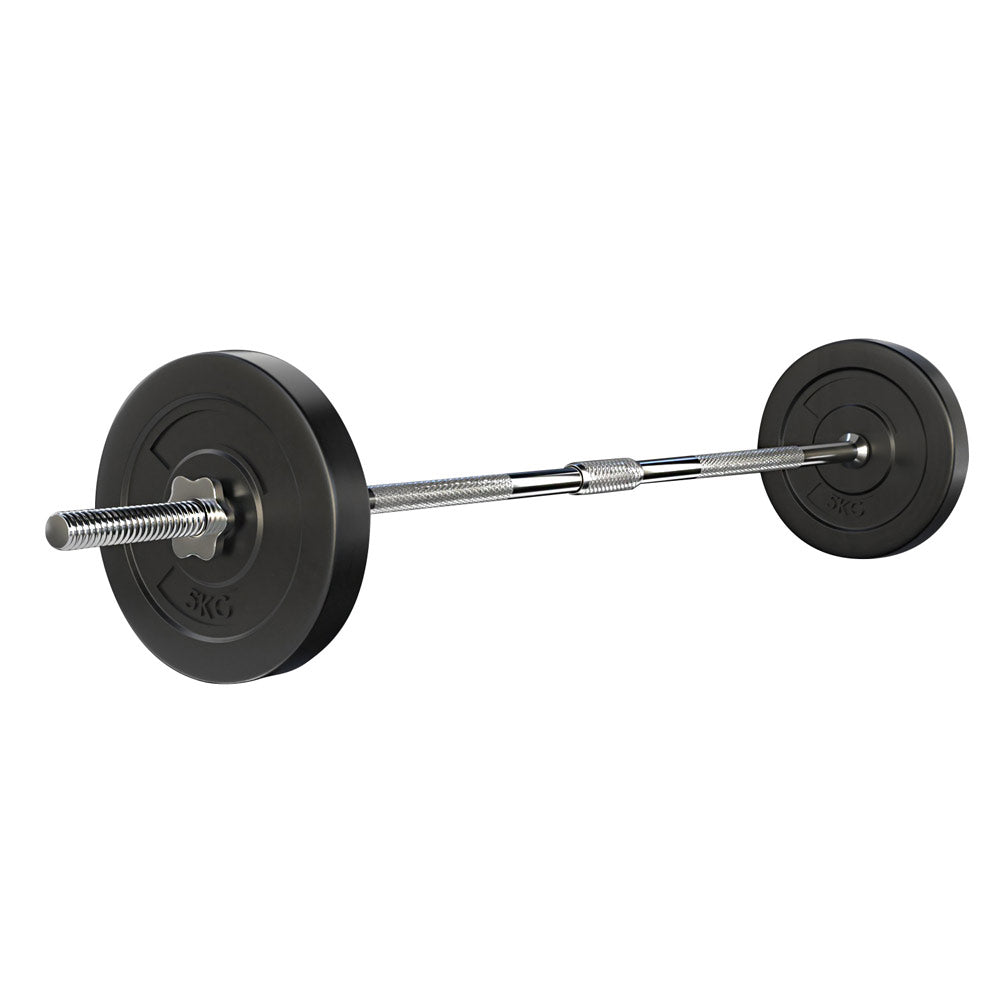 Exercise Benches: Everfit 18kg Barbell Set Weight Plates Bar Lifting Bench 168cm