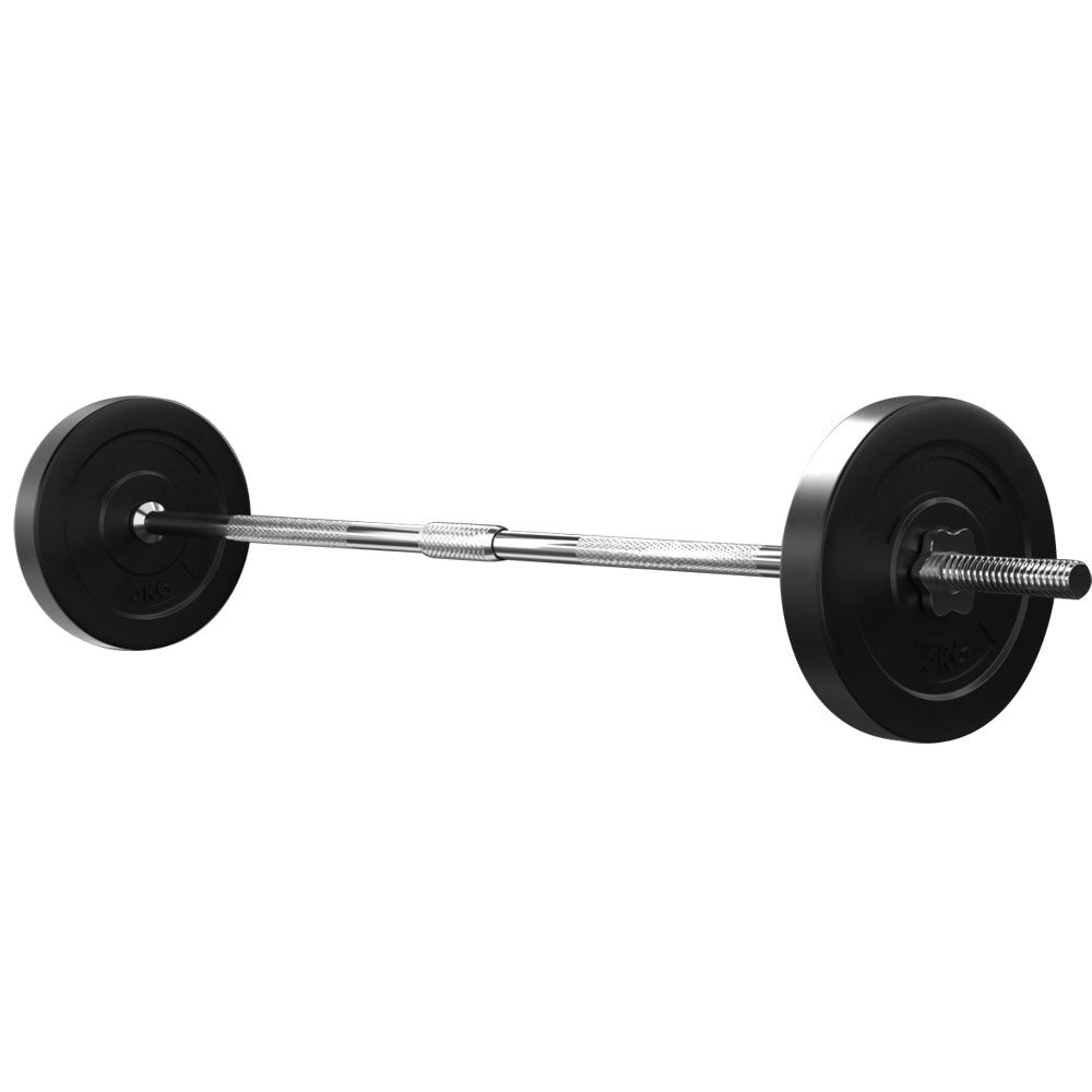 Exercise Benches: Everfit 18kg Barbell Set Weight Plates Bar Lifting Bench 168cm