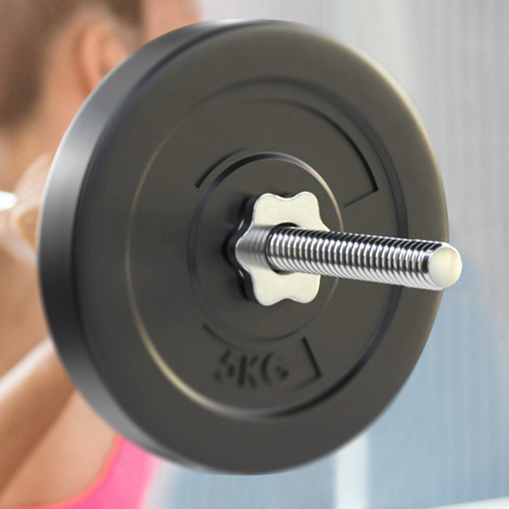 Exercise Benches: Everfit 18kg Barbell Set Weight Plates Bar Lifting Bench 168cm
