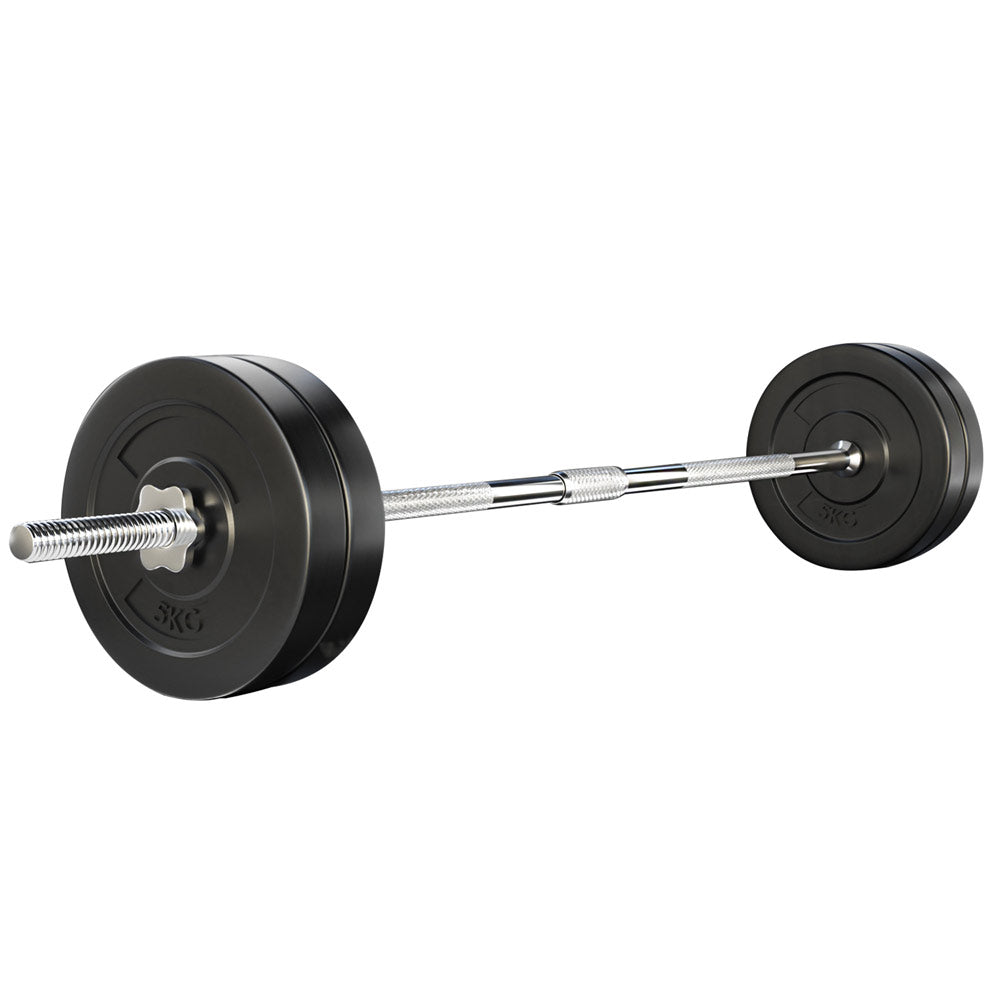 Exercise Benches: Everfit 28kg Barbell Set Weight Plates Bar Lifting Bench 168cm