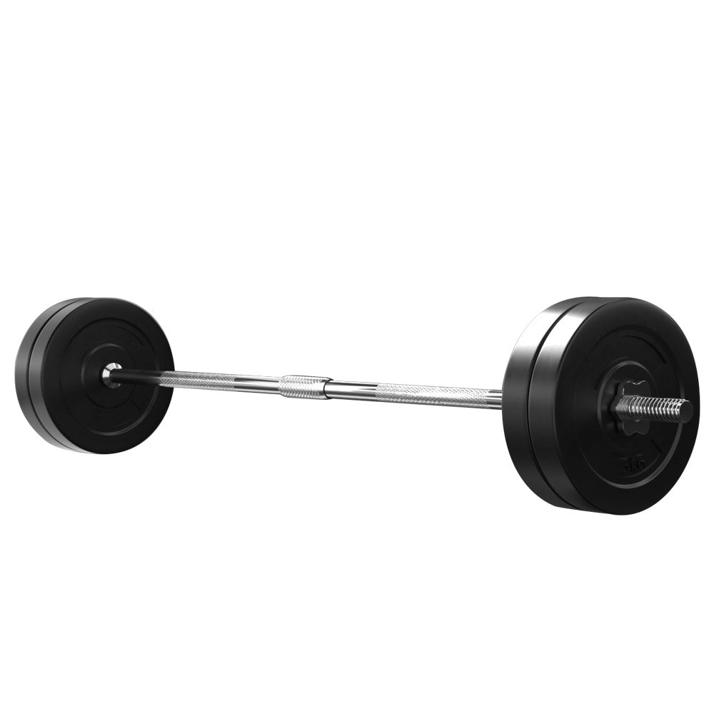 Exercise Benches: Everfit 28kg Barbell Set Weight Plates Bar Lifting Bench 168cm