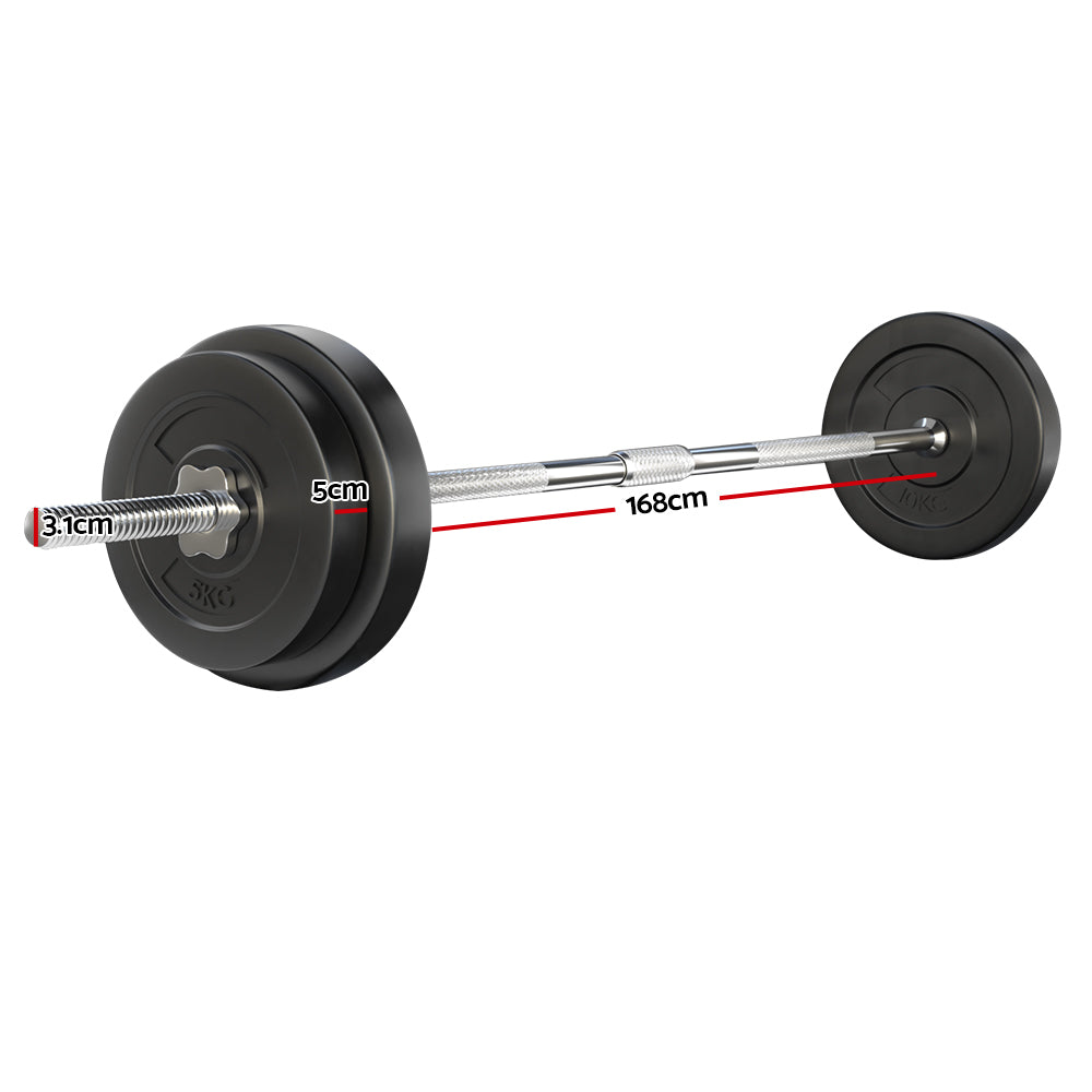 Exercise Benches: Everfit 38kg Barbell Set Weight Plates Bar Lifting Bench 168cm