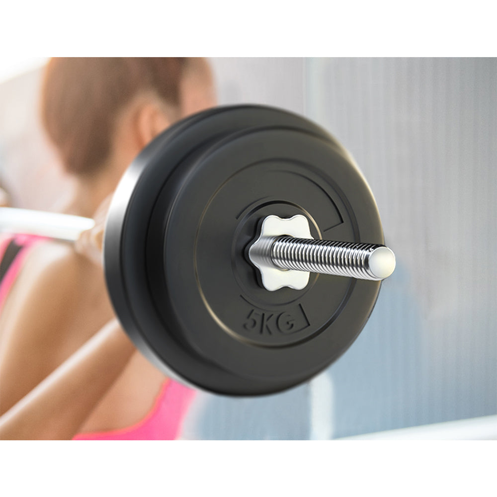 Exercise Benches: Everfit 38kg Barbell Set Weight Plates Bar Lifting Bench 168cm
