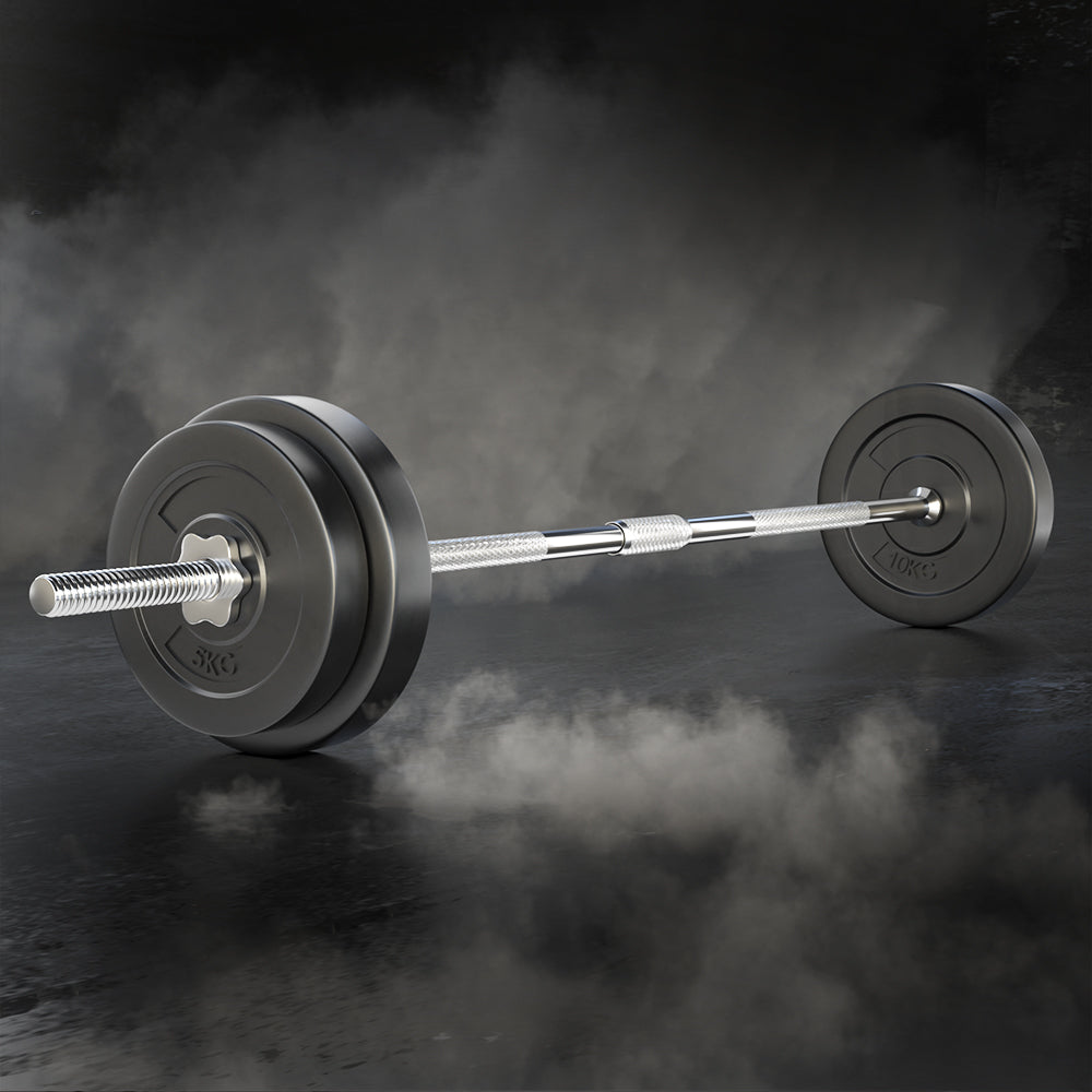 Exercise Benches: Everfit 38kg Barbell Set Weight Plates Bar Lifting Bench 168cm