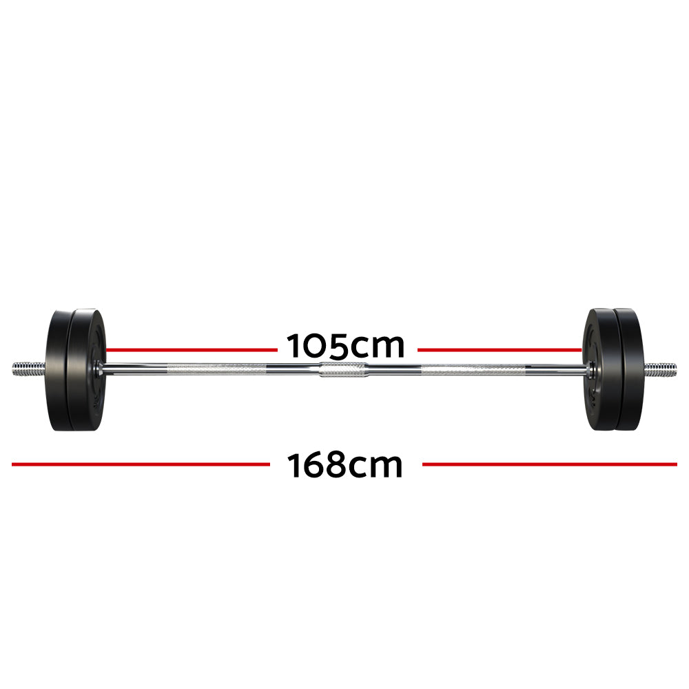 Exercise Benches: Everfit 48kg Barbell Set Weight Plates Bar Lifting Bench 168cm