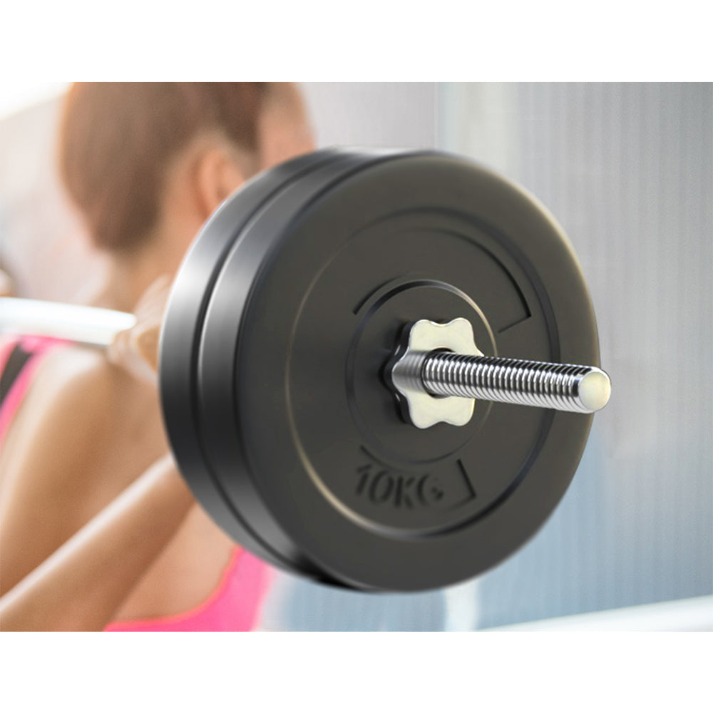 Exercise Benches: Everfit 48kg Barbell Set Weight Plates Bar Lifting Bench 168cm