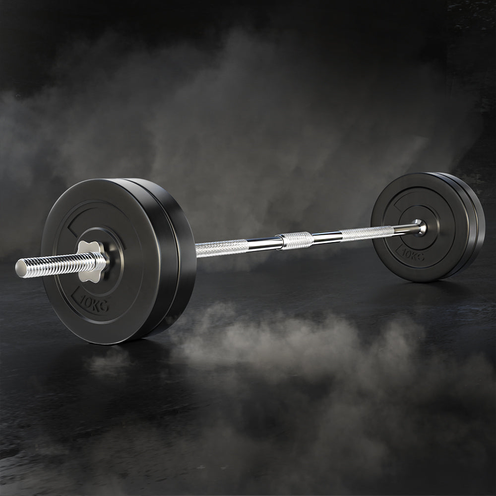 Exercise Benches: Everfit 48kg Barbell Set Weight Plates Bar Lifting Bench 168cm