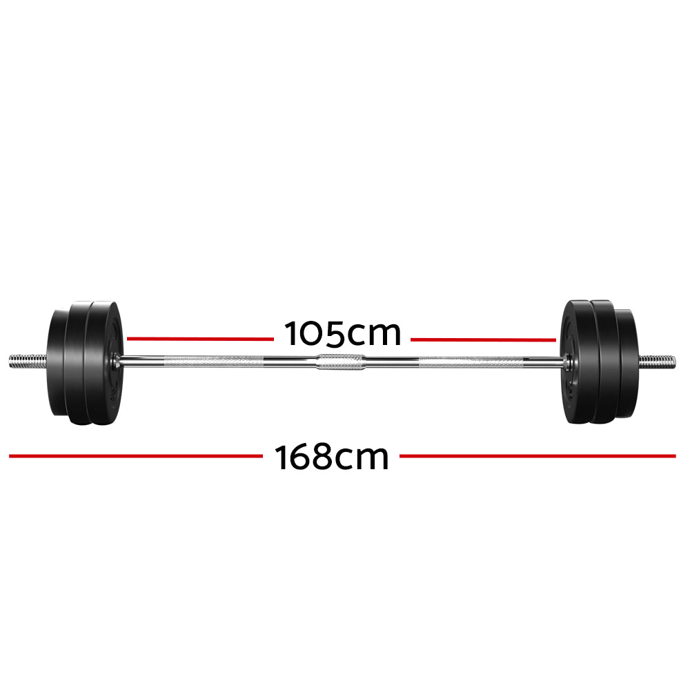 Exercise Benches: Everfit 58kg Barbell Set Weight Plates Bar Lifting Bench 168cm