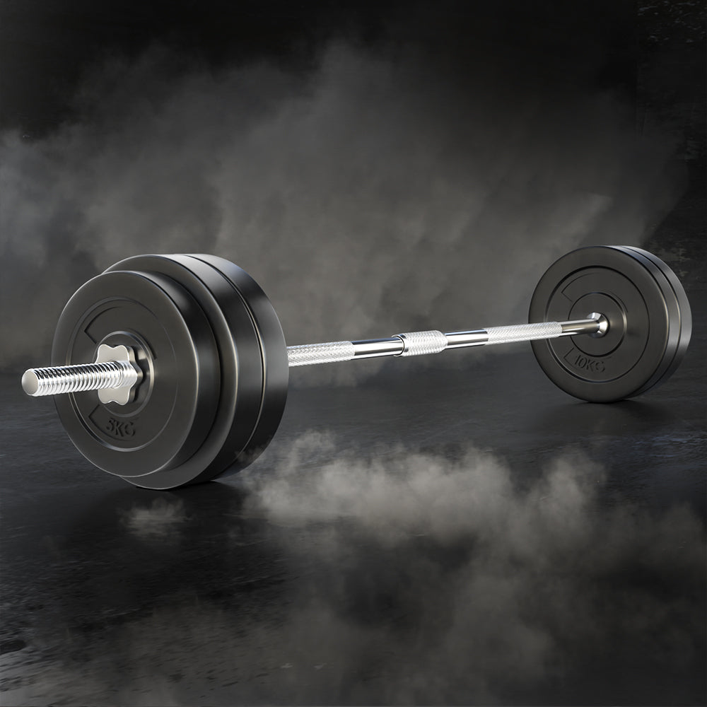 Exercise Benches: Everfit 58kg Barbell Set Weight Plates Bar Lifting Bench 168cm