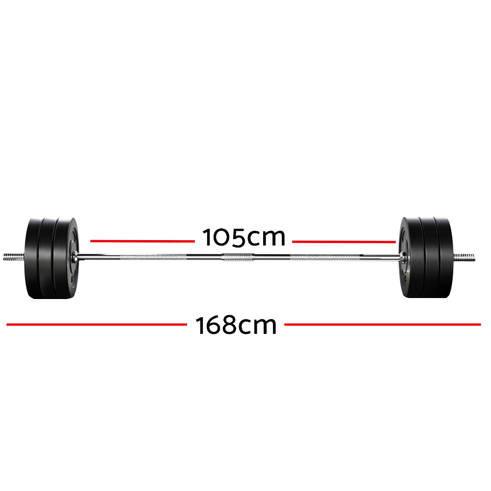 Exercise Benches: Everfit 68kg Barbell Set Weight Plates Bar Lifting Bench 168cm