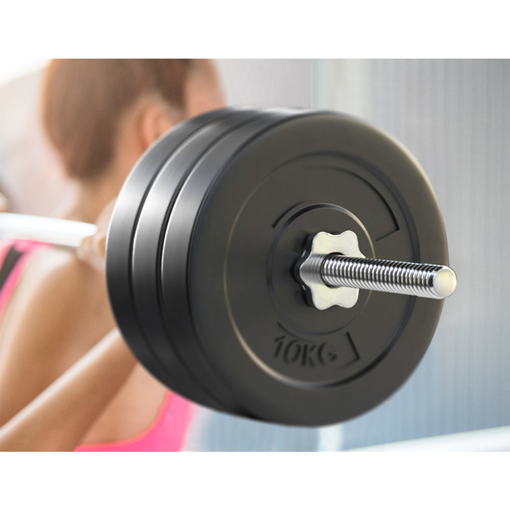 Exercise Benches: Everfit 68kg Barbell Set Weight Plates Bar Lifting Bench 168cm