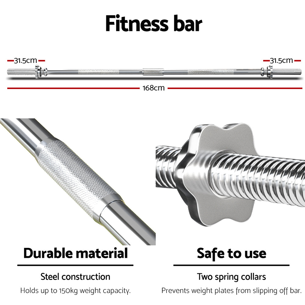 Exercise Benches: Everfit 68kg Barbell Set Weight Plates Bar Lifting Bench 168cm