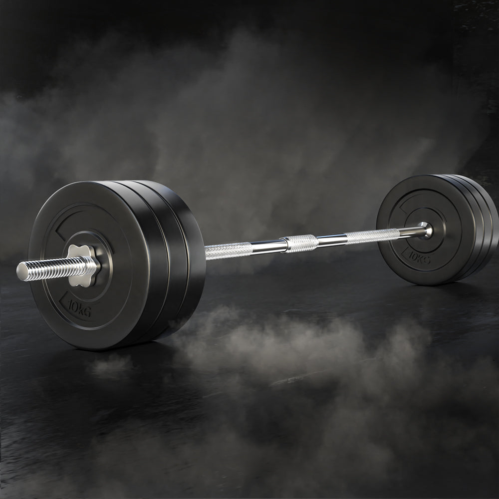 Exercise Benches: Everfit 68kg Barbell Set Weight Plates Bar Lifting Bench 168cm