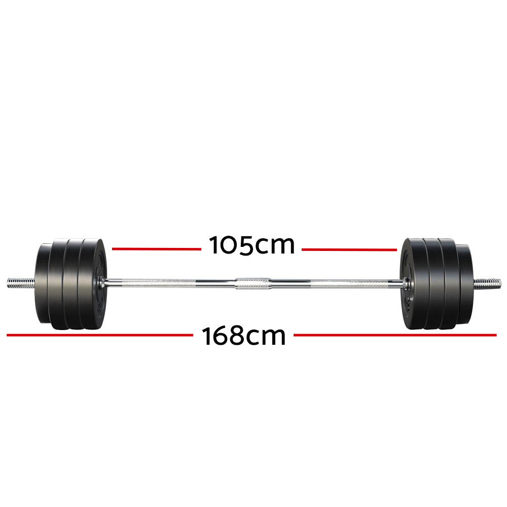Exercise Benches: Everfit 78kg Barbell Set Weight Plates Bar Lifting Bench 168cm