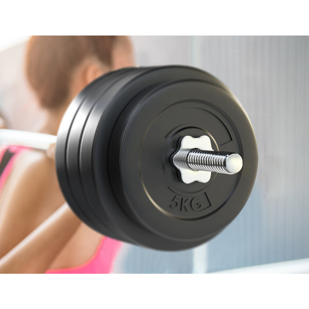 Exercise Benches: Everfit 78kg Barbell Set Weight Plates Bar Lifting Bench 168cm