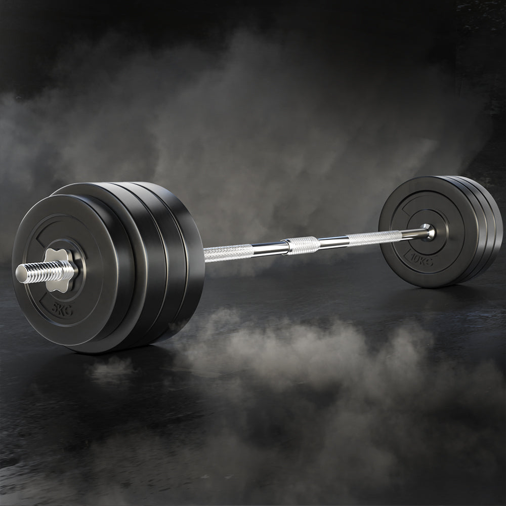 Exercise Benches: Everfit 78kg Barbell Set Weight Plates Bar Lifting Bench 168cm