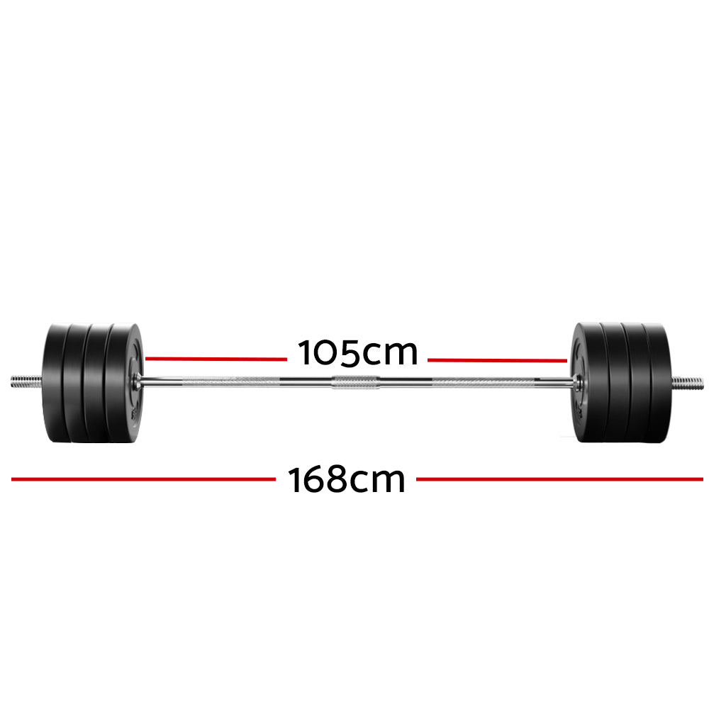 Exercise Benches: Everfit 88kg Barbell Set Weight Plates Bar Lifting Bench 168cm