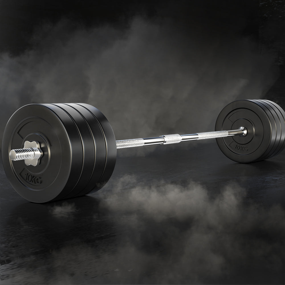 Exercise Benches: Everfit 88kg Barbell Set Weight Plates Bar Lifting Bench 168cm